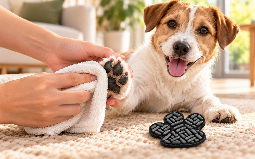 Dog paw being prepared for PawGrip